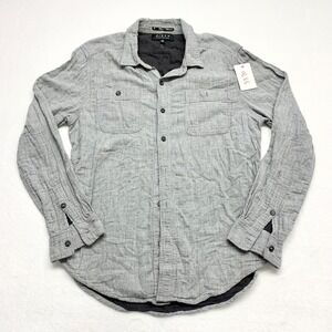 21 Men Classic Button Down Shirt Mens Sz L Grey‎ Cotton Gauze Long Sleeve Pocket